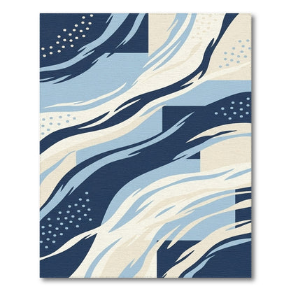 Wave Blue Abstract Wave Area Rug