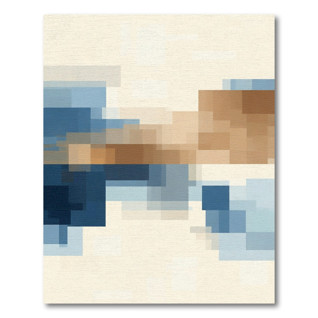 Abstract Blue Brown Geometric Blocks Rug