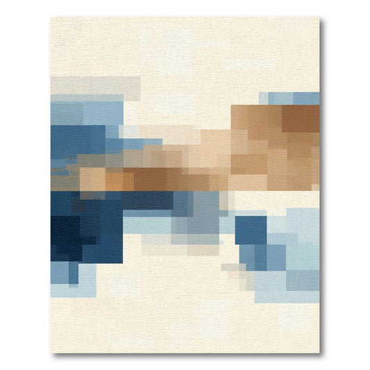 Abstract Blue Brown Geometric Blocks Rug
