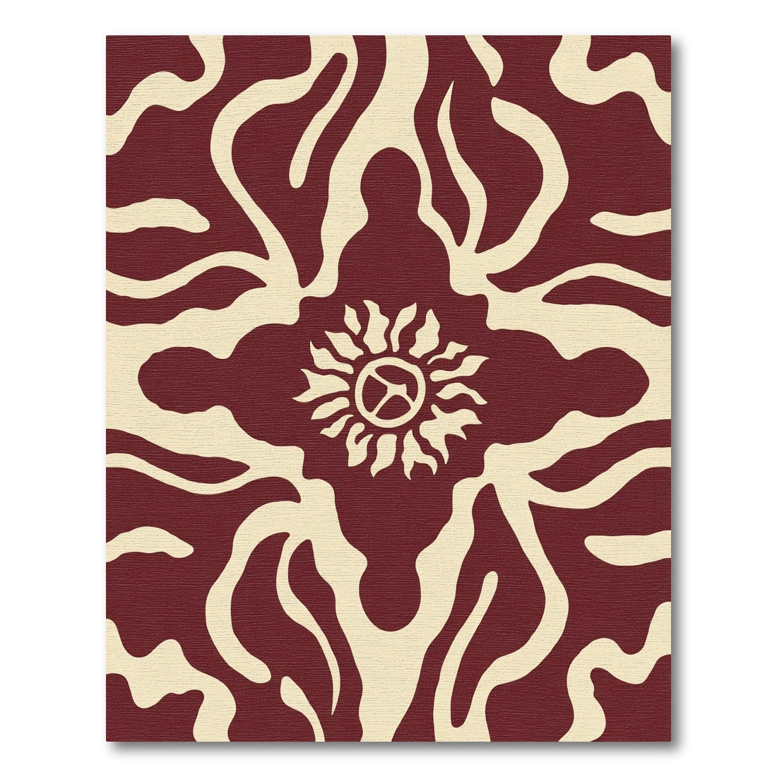 Crimson Sunburst Organic Flow Rug