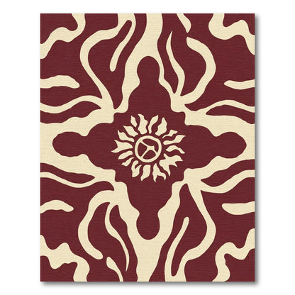 Crimson Sunburst Organic Flow Rug
