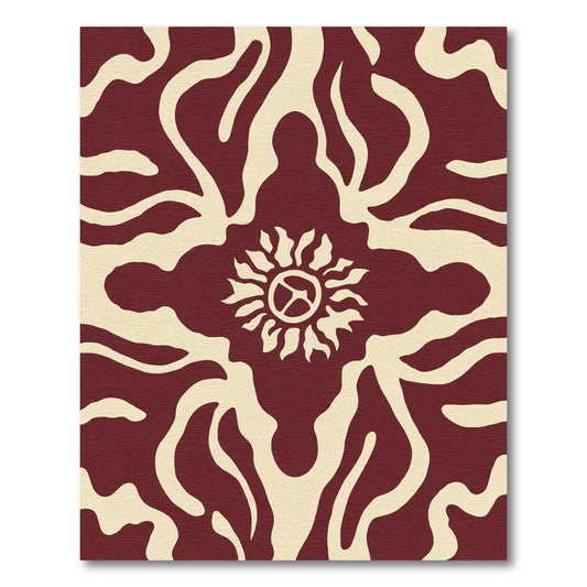 Crimson Sunburst Organic Flow Rug