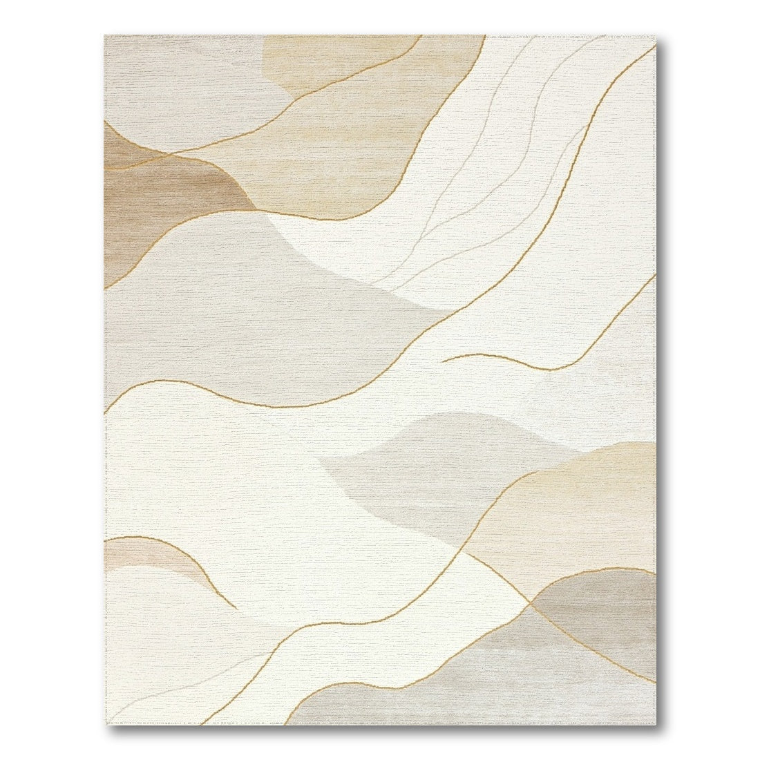 Beige Abstract Fluid Waves Rug