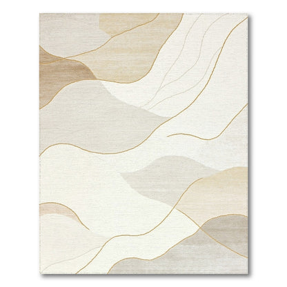 Beige Abstract Fluid Waves Rug