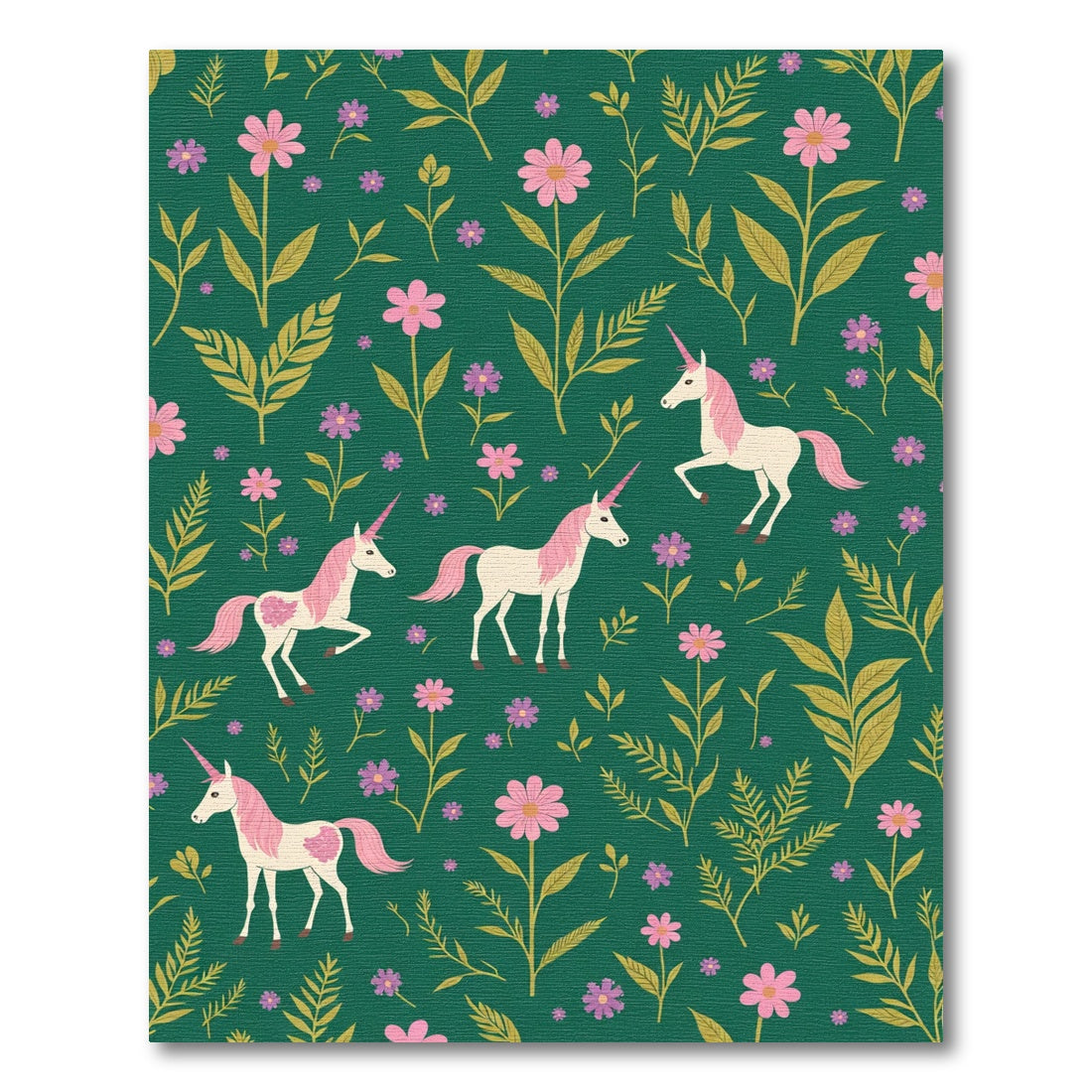 Green Floral Unicorn Meadow Rug