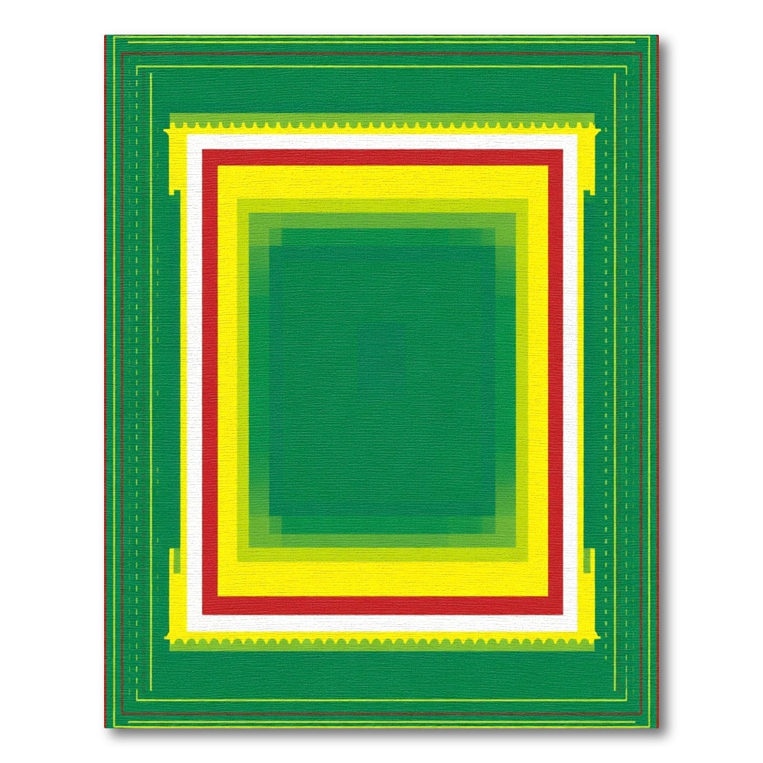 Abstract Green Yellow Red Layered Rug