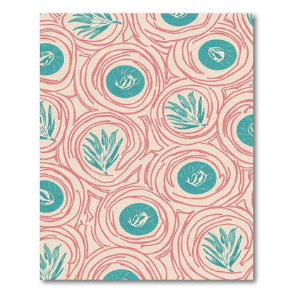 Coral Swirl Teal Floral Medallion Rug