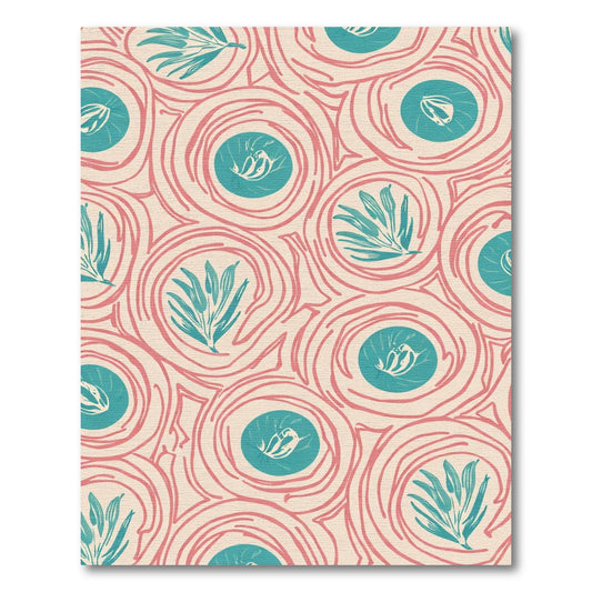 Coral Swirl Teal Floral Medallion Rug