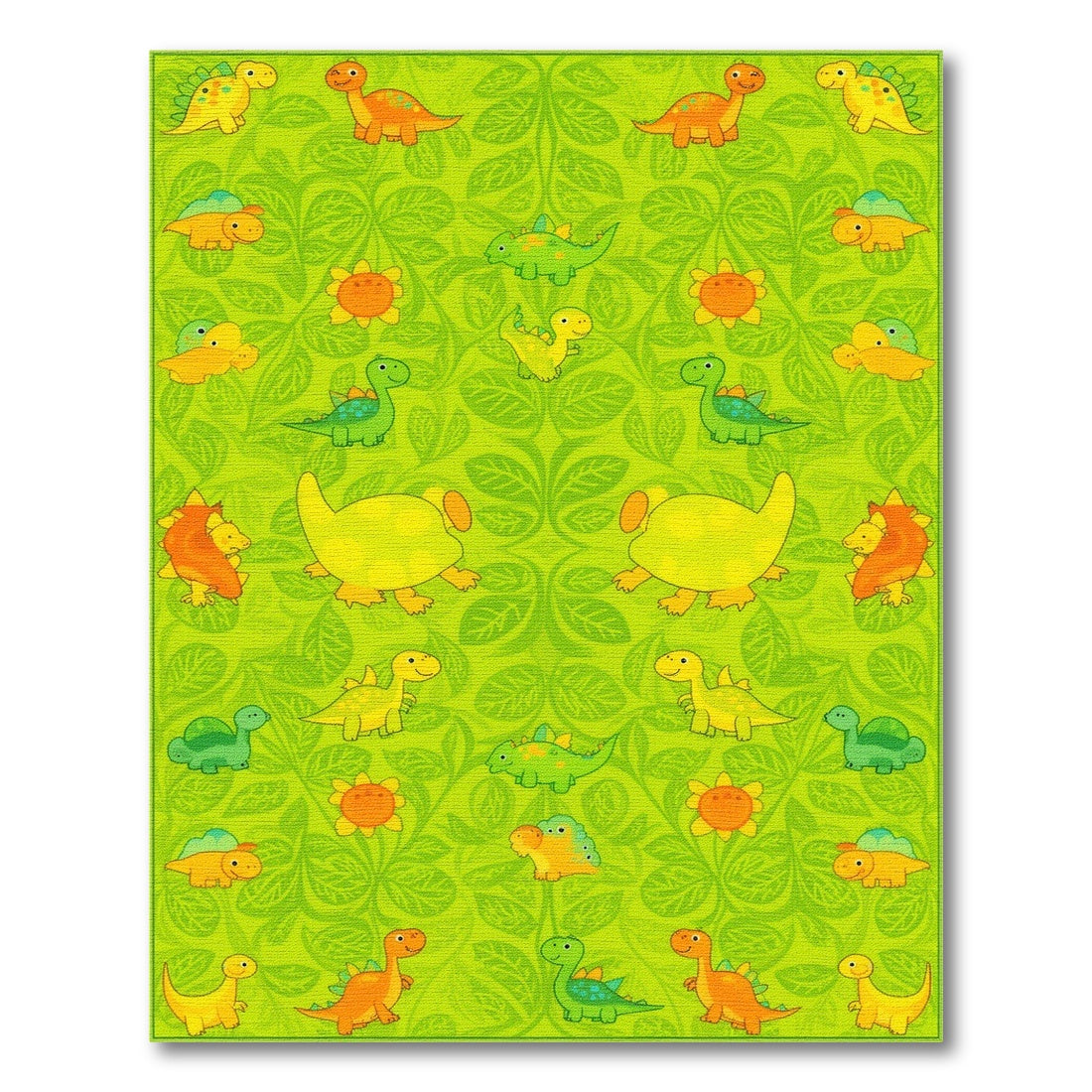 Green Dinosaur Kids Cartoon Washable Area Rug