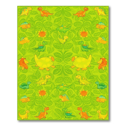 Green Dinosaur Kids Cartoon Washable Area Rug