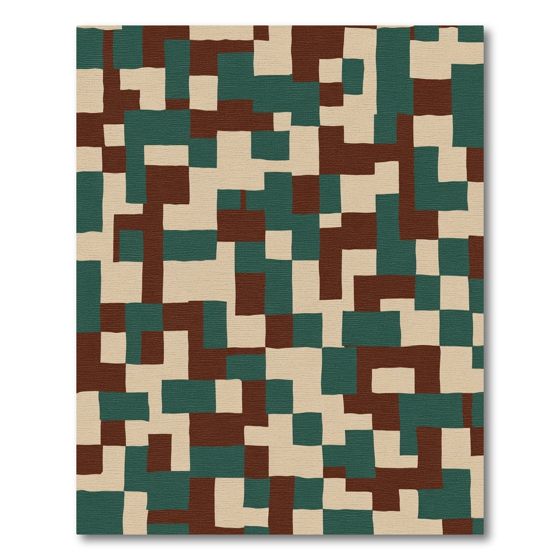 Abstract Geometric Camouflage Blocks Rug
