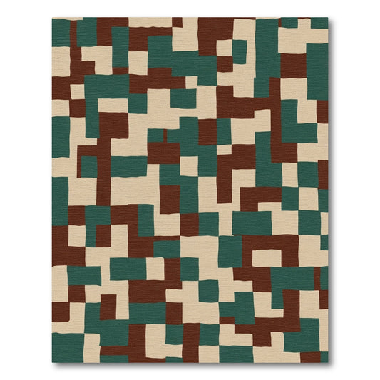 Abstract Geometric Camouflage Blocks Rug