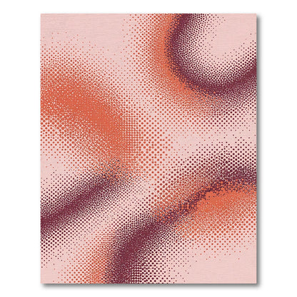 Earthy Orange Red Halftone Ribbons Rug
