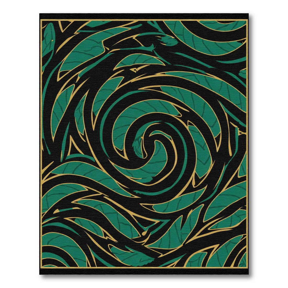 Emerald Swirl Black and Gold Rug