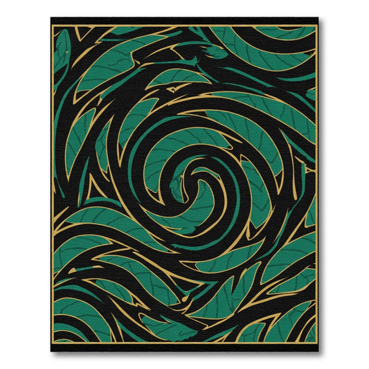 Emerald Swirl Black and Gold Rug