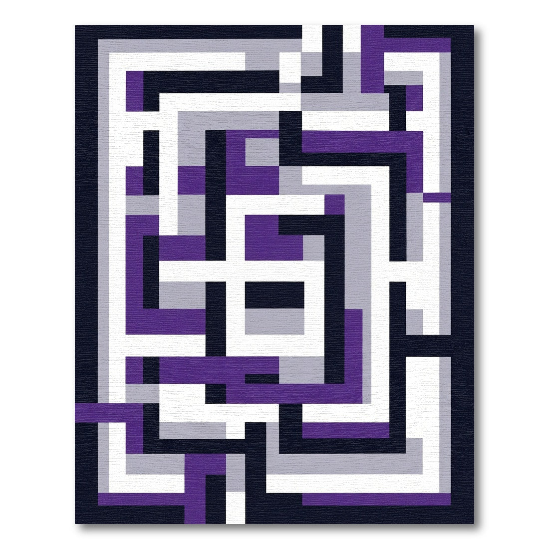 Modern Purple Geometric Maze Rug