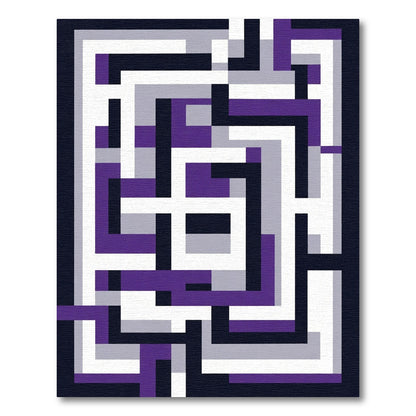 Modern Purple Geometric Maze Rug