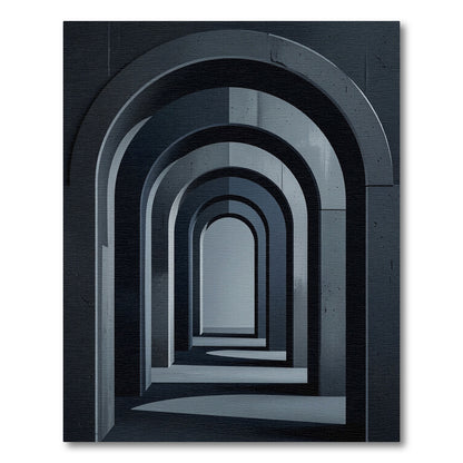 Monochromatic Arch Corridor Geometric Rug