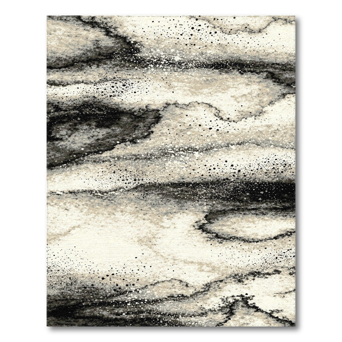 Black White Abstract Marble Area Rug