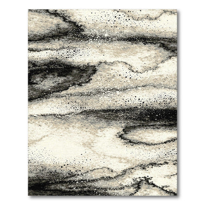 Black White Abstract Marble Area Rug