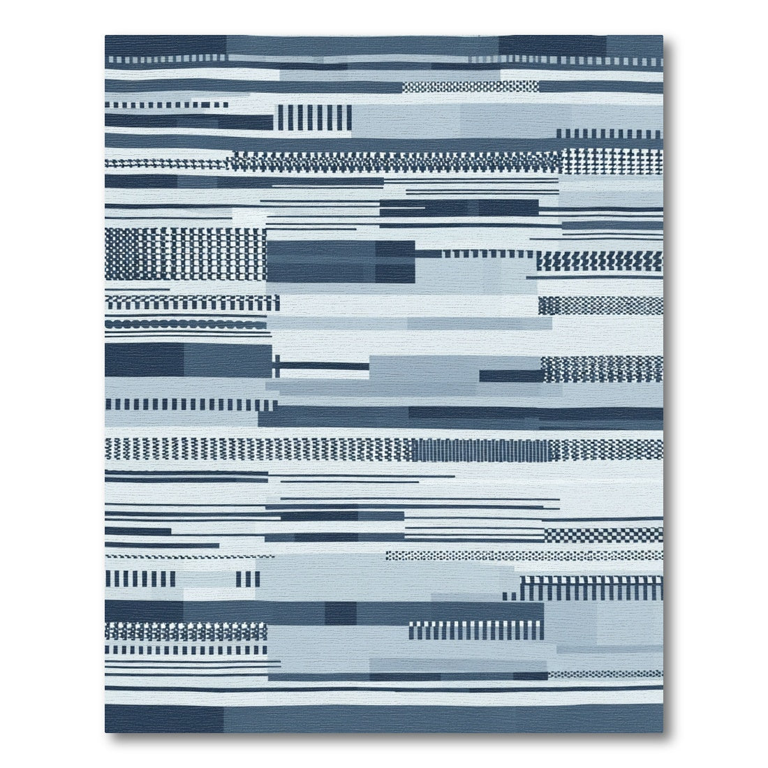 Dark Blue Geometric Stripe Montage Rug