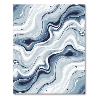 Blue and Teal Blue Swirl Marble Washable Area Rug