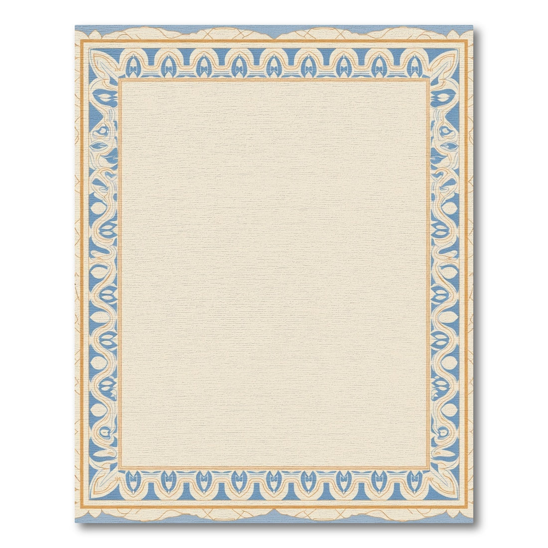 Serene Blue Cream Art Nouveau Border Rug