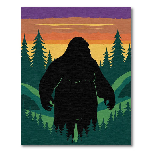 Mysterious Forest Bigfoot Sunset Horizon Rug