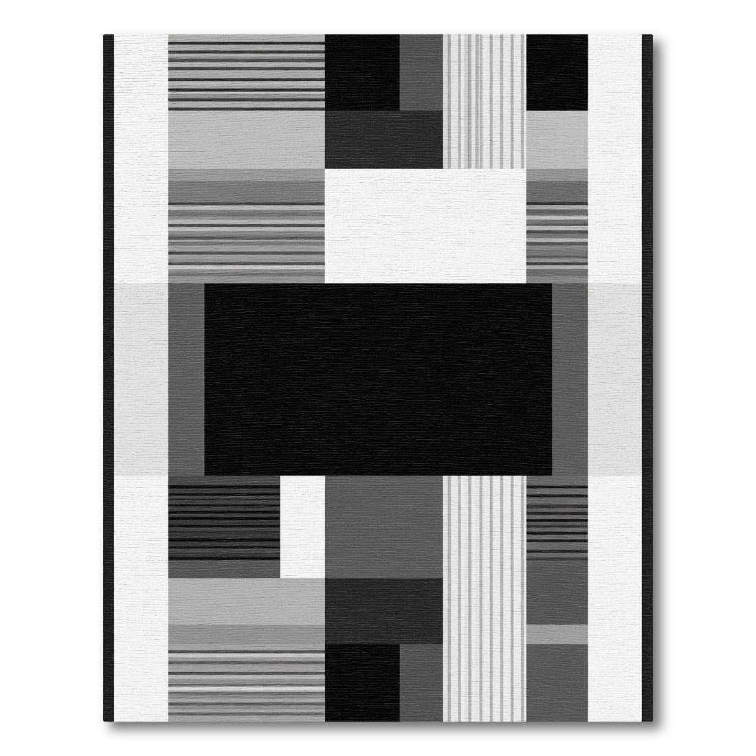 Monochrome Geometric Block Stripe Rug