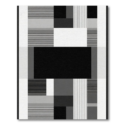 Monochrome Geometric Block Stripe Rug