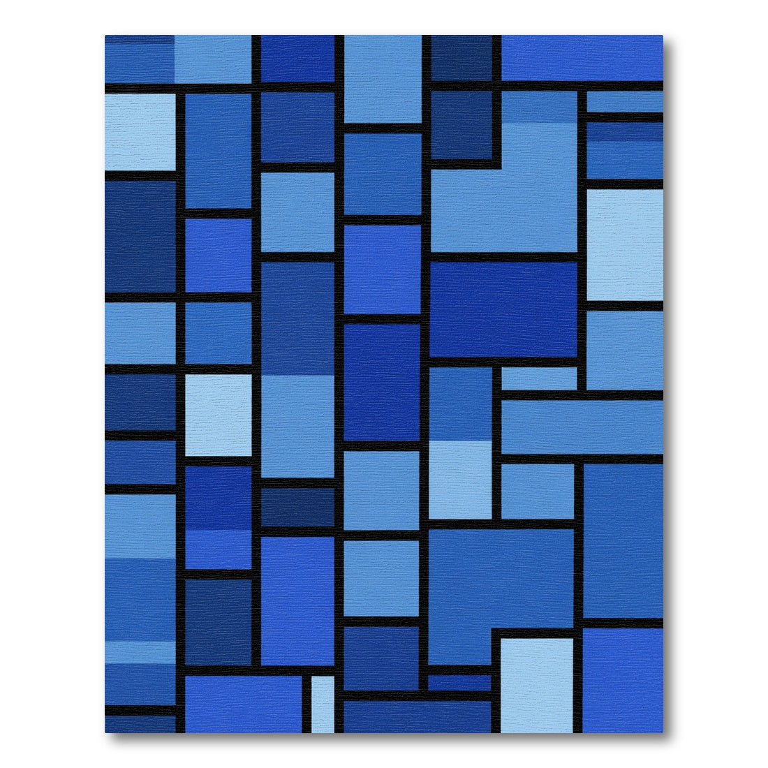 Modern Blue Mondrian Rectangles Rug
