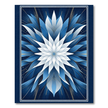 Deep Blue White Floral Explosion Rug
