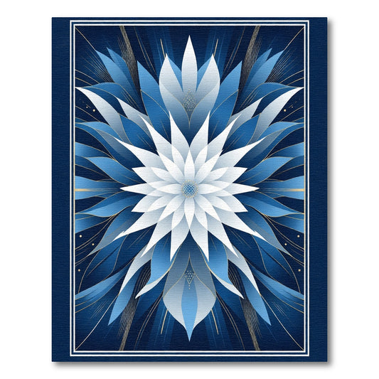 Deep Blue White Floral Explosion Rug