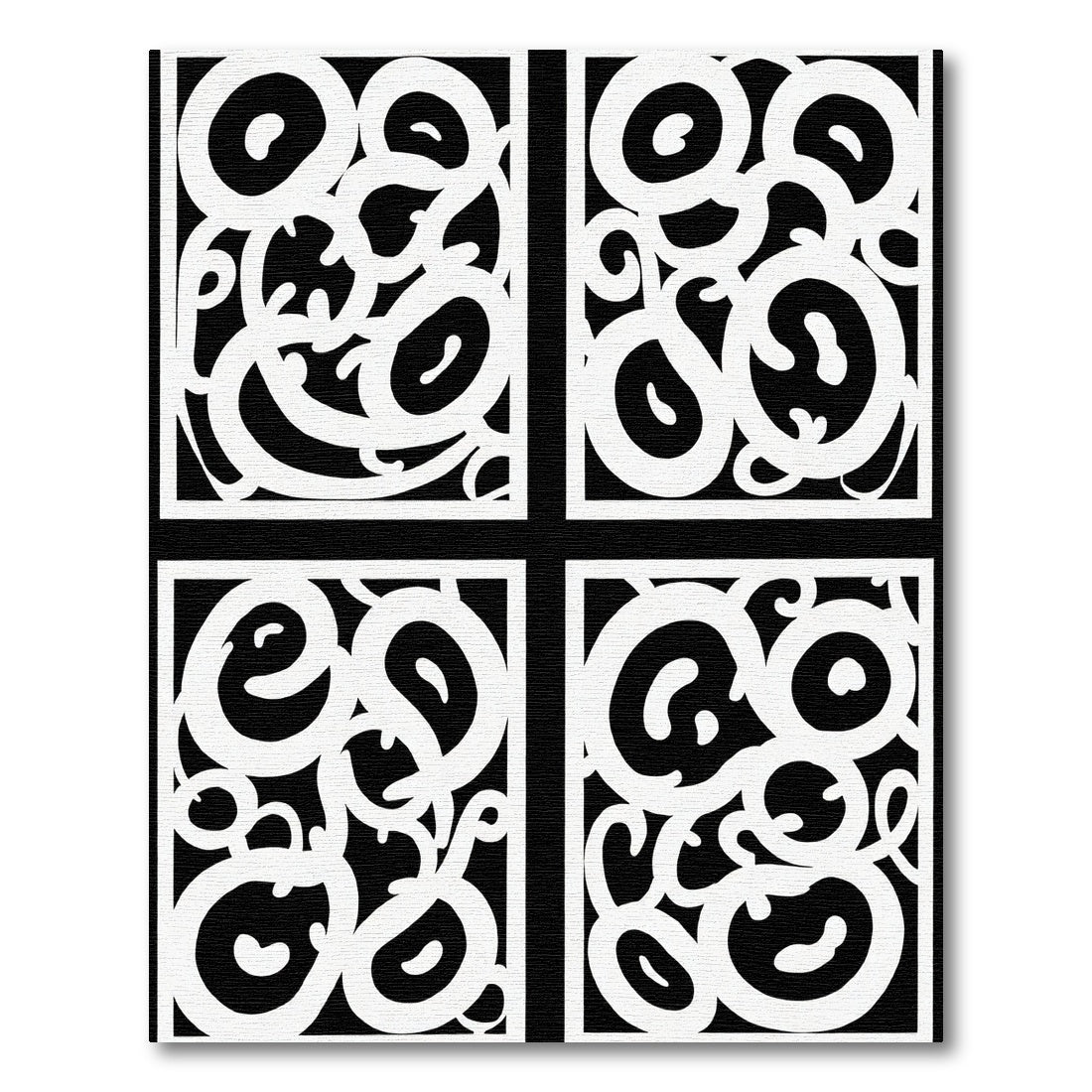 Black White Organic Swirls Composition Rug
