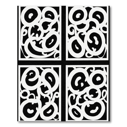 Black White Organic Swirls Composition Rug