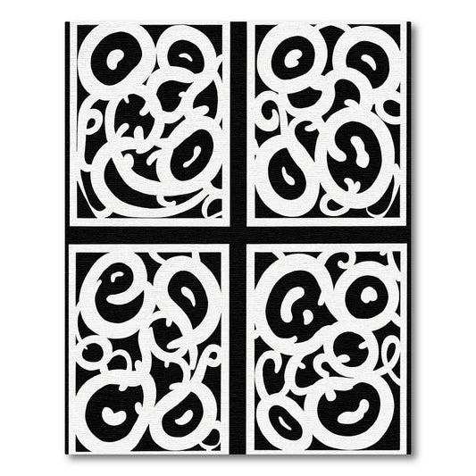 Black White Organic Swirls Composition Rug