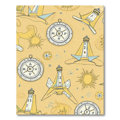 Nautical Lighthouses And Compasses Whimsical Print Rug