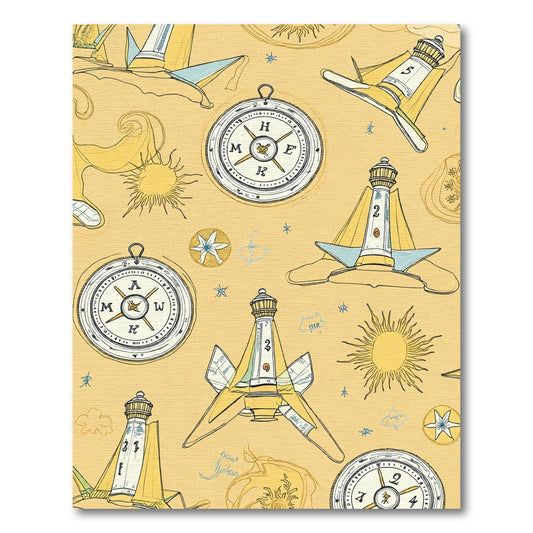 Nautical Lighthouses And Compasses Whimsical Print Rug