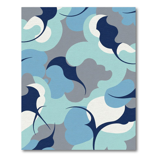 Abstract Blue Gray Organic Shapes Rug