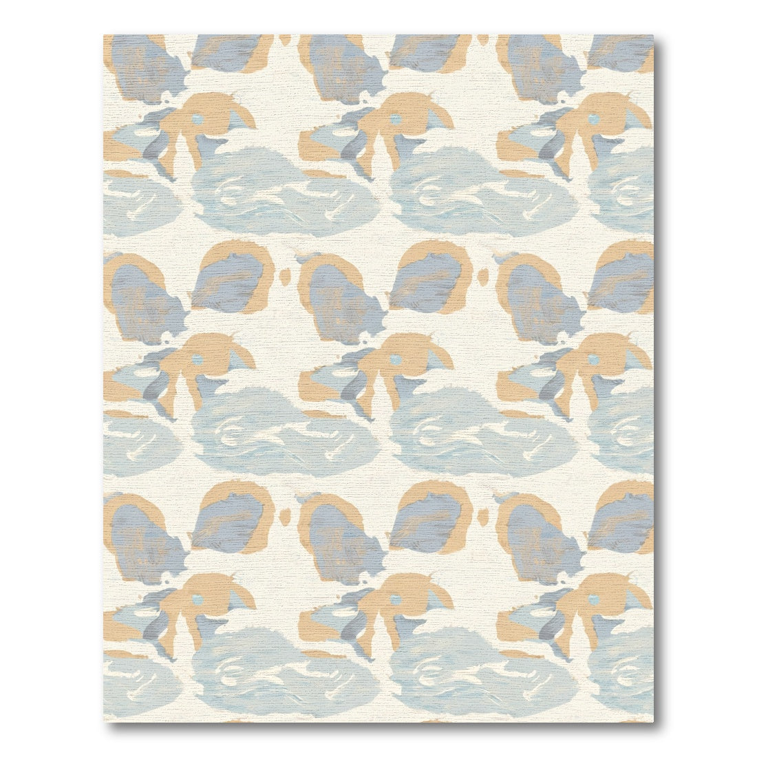 Soft Abstract Brushstrokes Tan Blue Rug
