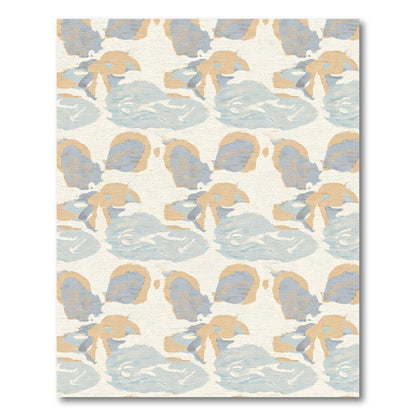 Soft Abstract Brushstrokes Tan Blue Rug