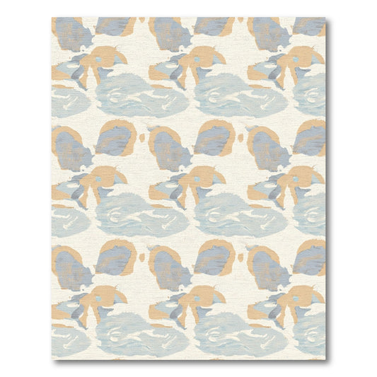 Soft Abstract Brushstrokes Tan Blue Rug