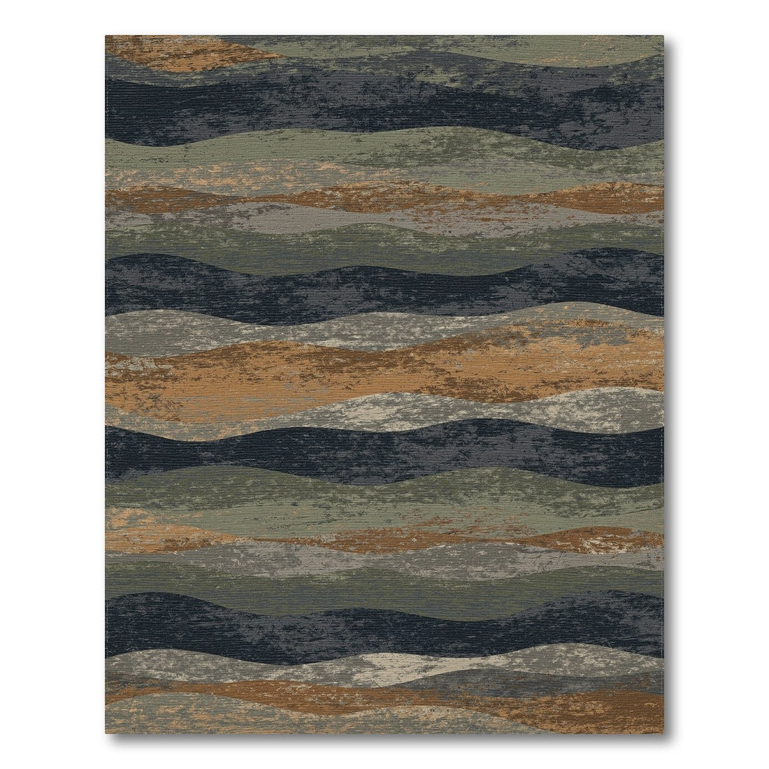 Distressed Vintage Wave Area Rug