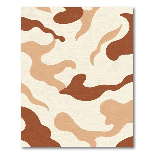 Brown Tan Cream Abstract Camouflage Rug