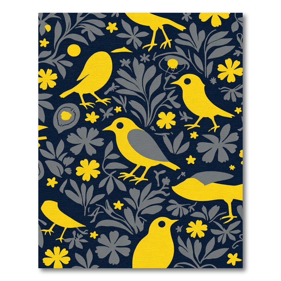 Yellow Birds And Floral Foliage Rug
