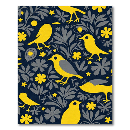 Yellow Birds And Floral Foliage Rug