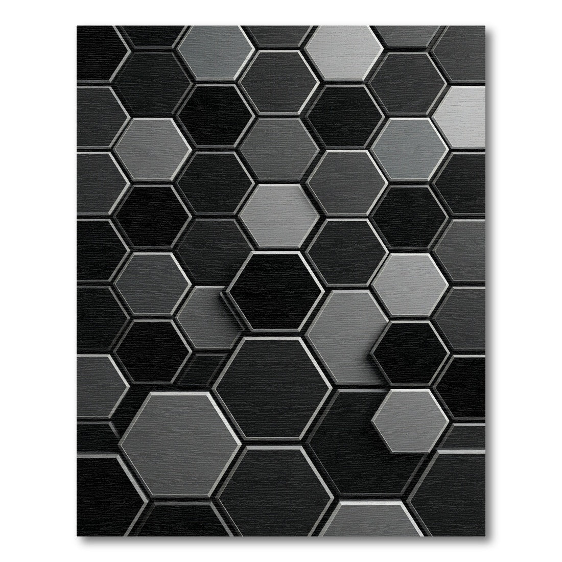 Monochrome Hexagon Grid Modern Rug