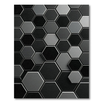 Monochrome Hexagon Grid Modern Rug