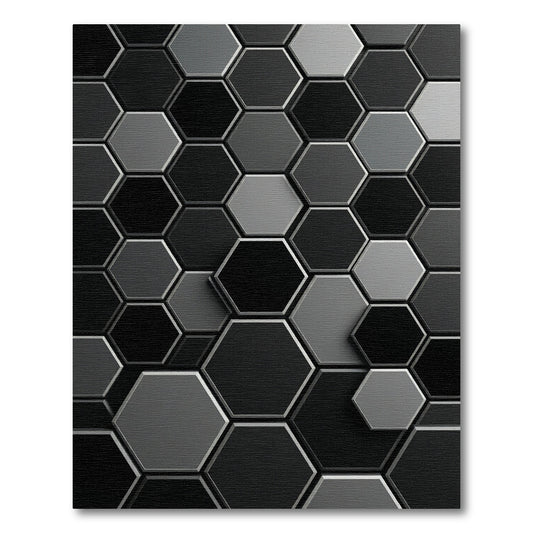 Monochrome Hexagon Grid Modern Rug