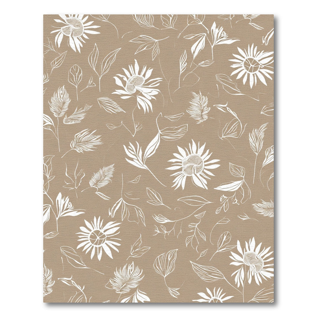 Beige White Line Art Floral Arrangement Rug